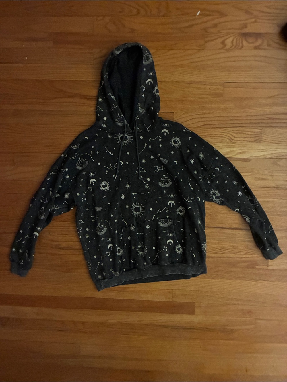 Black Celestial Print Women's Hoodie Sweater